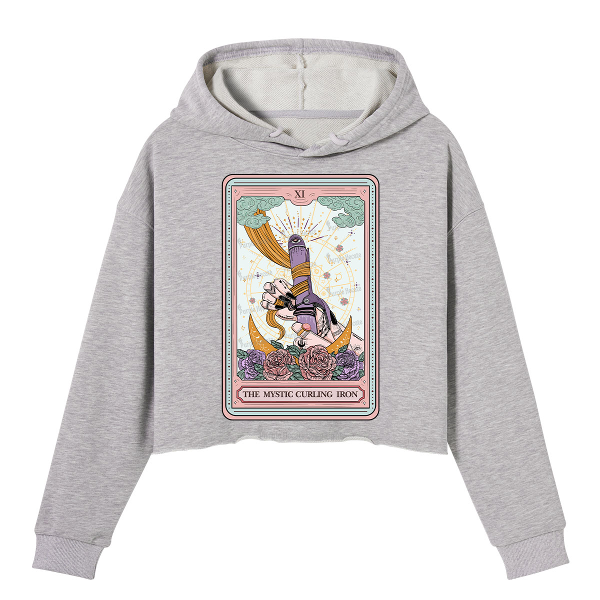 Purplehecate The Mystic Curling Iron Tarot Crop Hoodie