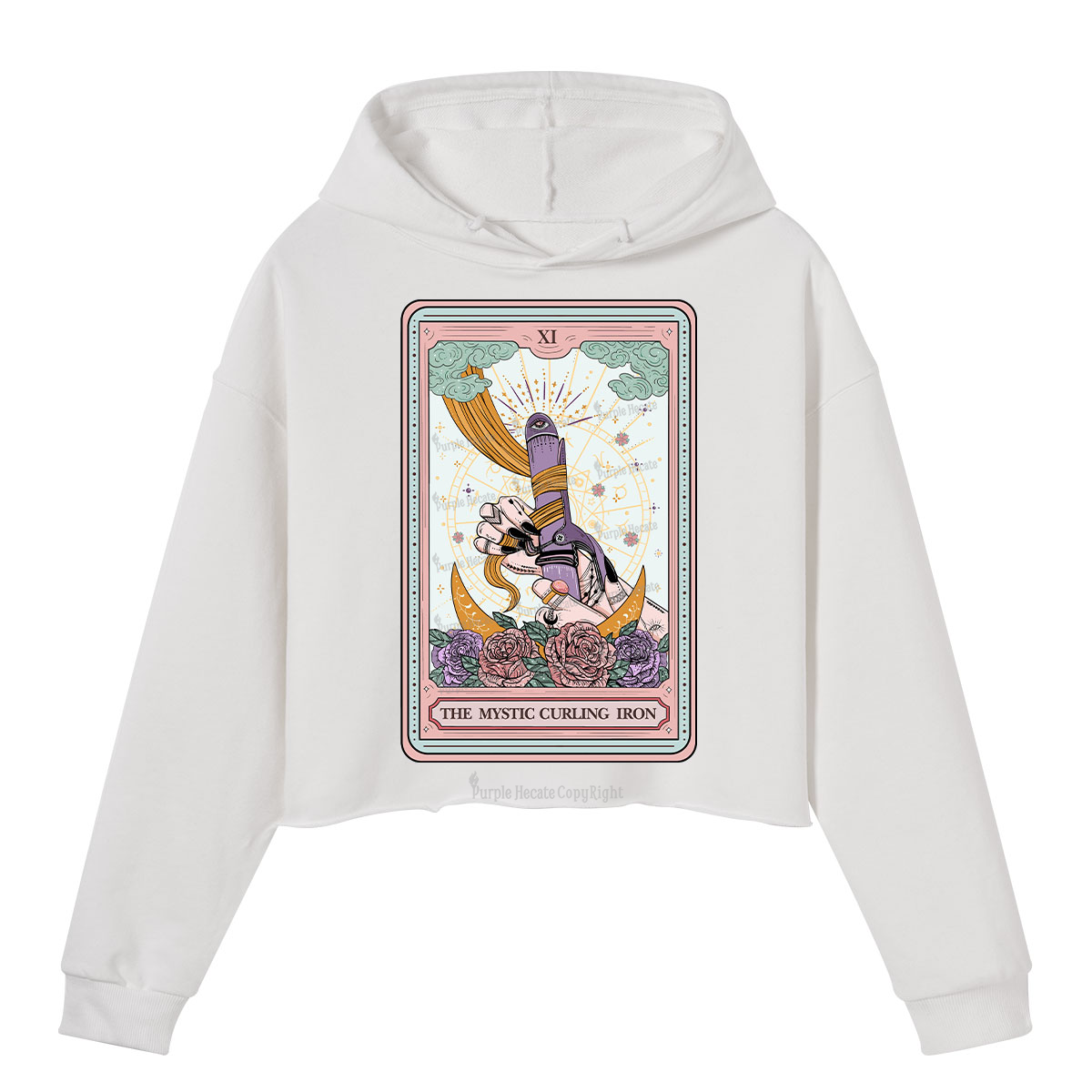 Purplehecate The Mystic Curling Iron Tarot Crop Hoodie