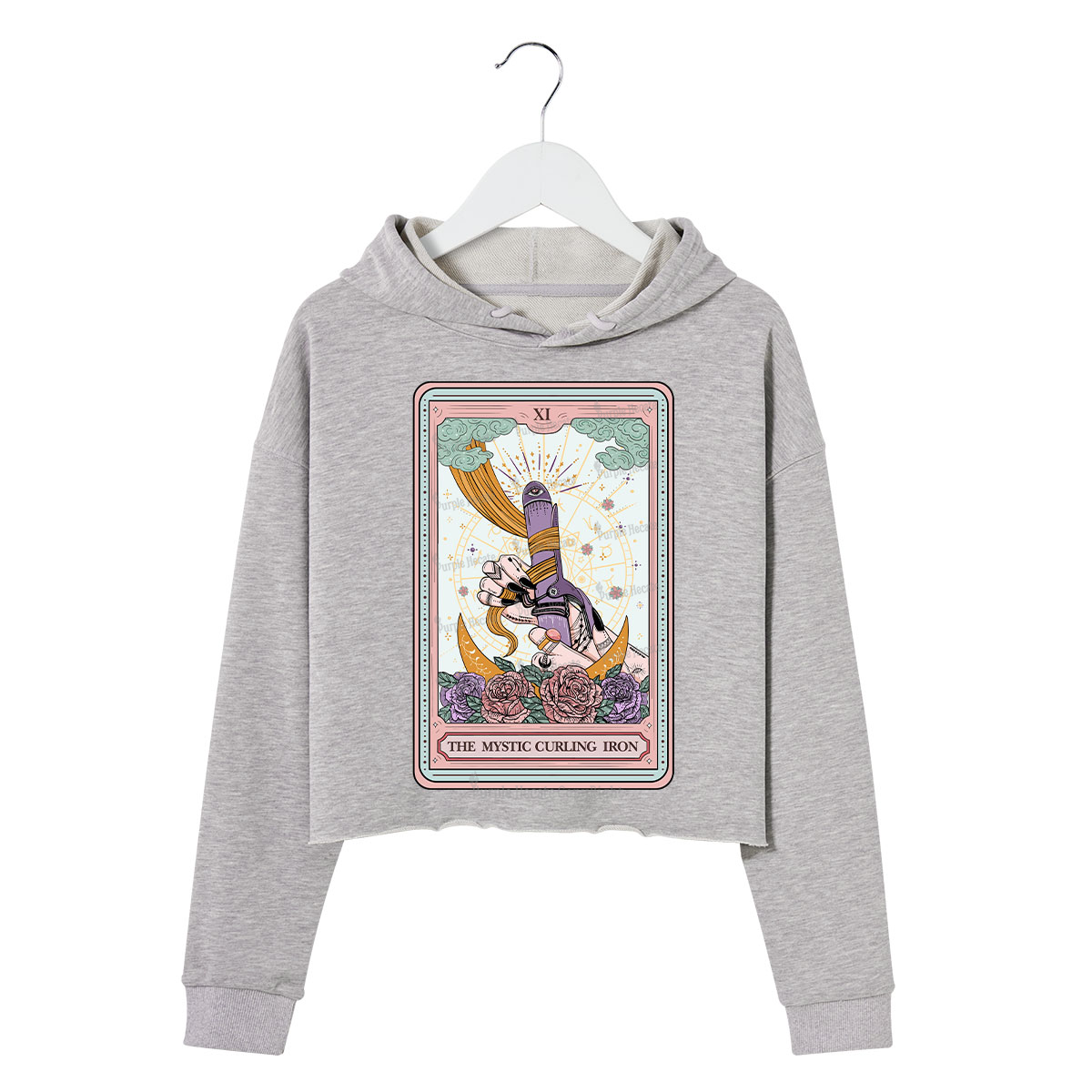 Purplehecate The Mystic Curling Iron Tarot Crop Hoodie