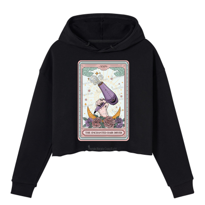 Purplehecate The Enchanted Hair Dryer Tarot Crop Hoodie