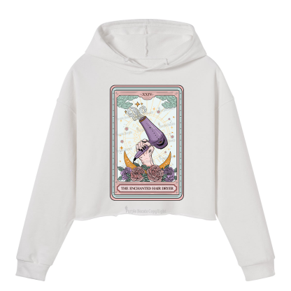 Purplehecate The Enchanted Hair Dryer Tarot Crop Hoodie