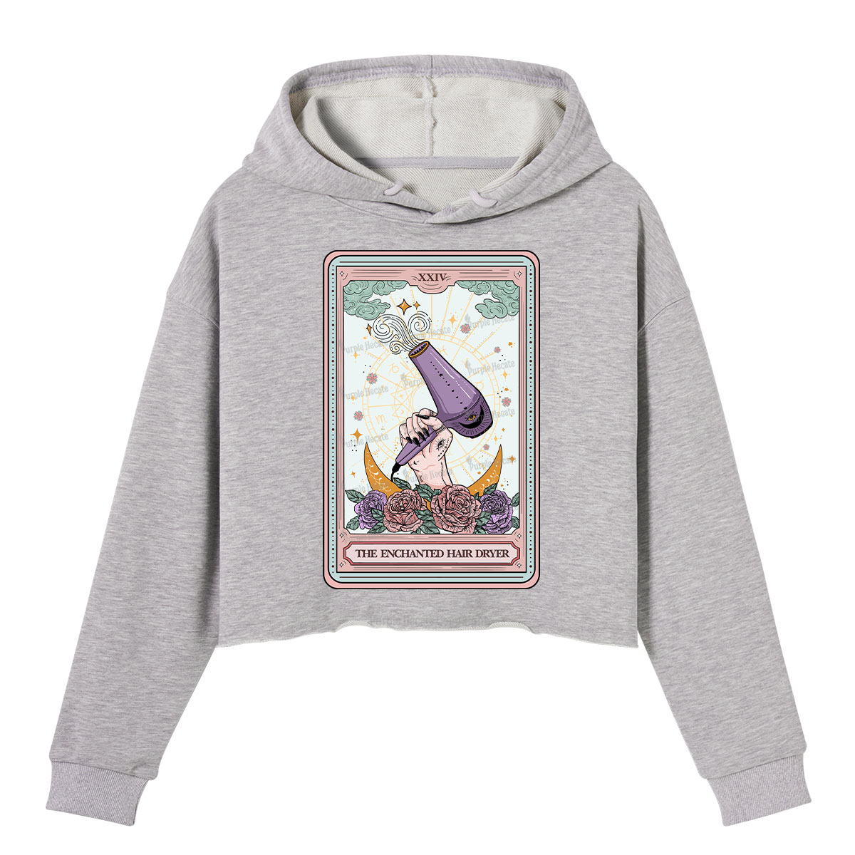Purplehecate The Enchanted Hair Dryer Tarot Crop Hoodie