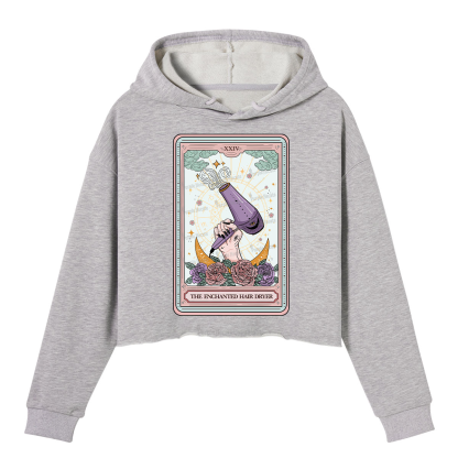 Purplehecate The Enchanted Hair Dryer Tarot Crop Hoodie