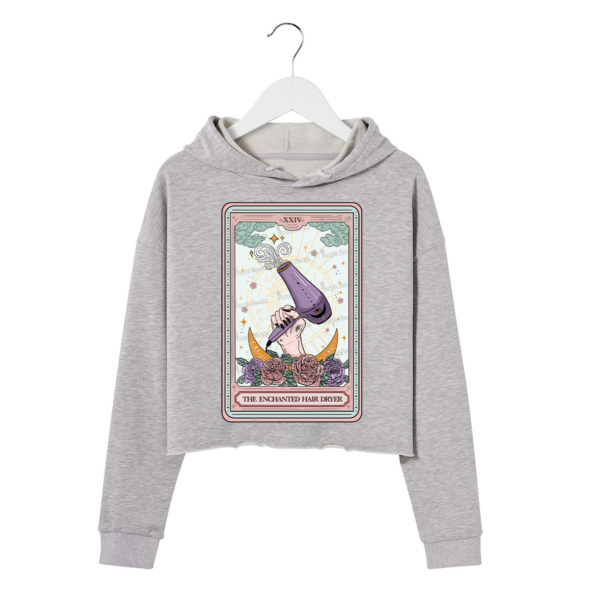 Purplehecate The Enchanted Hair Dryer Tarot Crop Hoodie