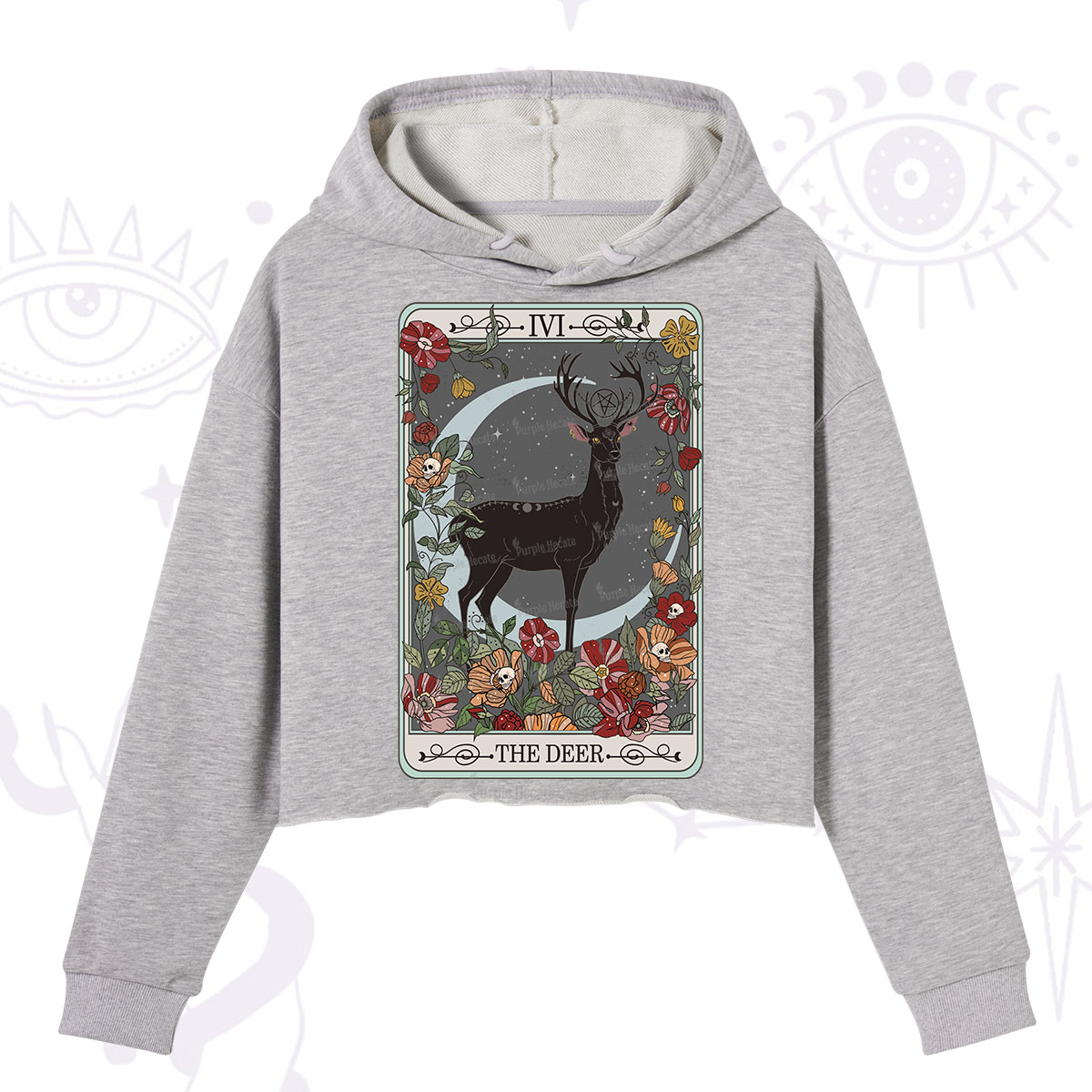 Purplehecate The Deer Tarot Crop Hoodie
