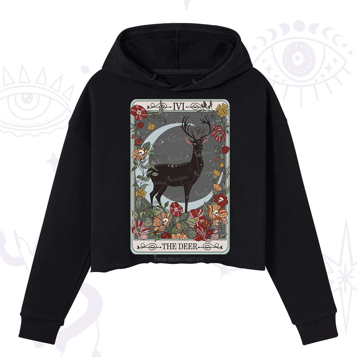Purplehecate The Deer Tarot Crop Hoodie