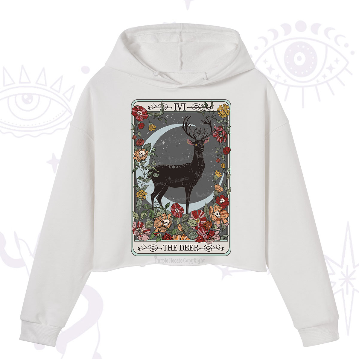 Purplehecate The Deer Tarot Crop Hoodie