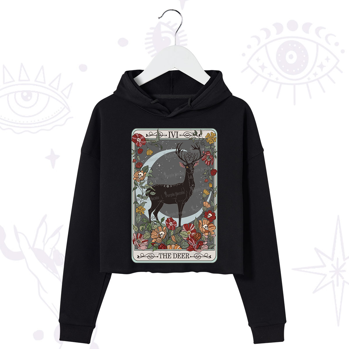 Purplehecate The Deer Tarot Crop Hoodie