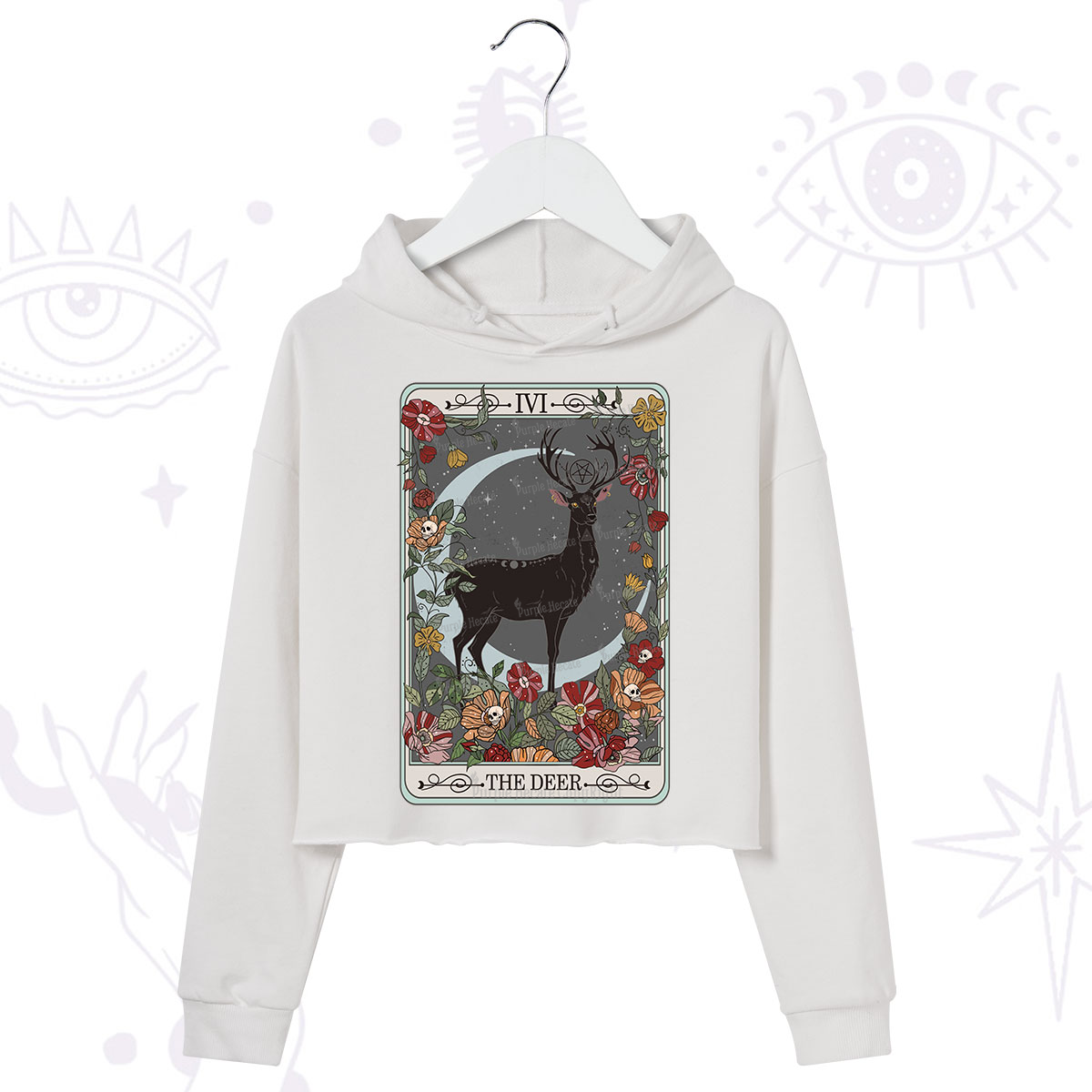 Purplehecate The Deer Tarot Crop Hoodie