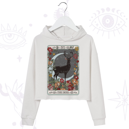 Purplehecate The Deer Tarot Crop Hoodie