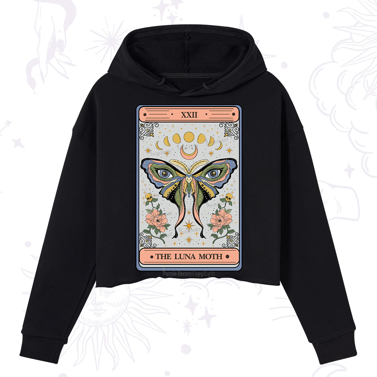 Purplehecate The Luna Moth Tarot Crop Hoodie