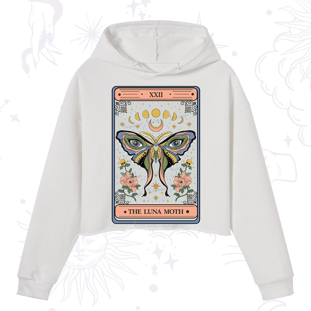 Purplehecate The Luna Moth Tarot Crop Hoodie