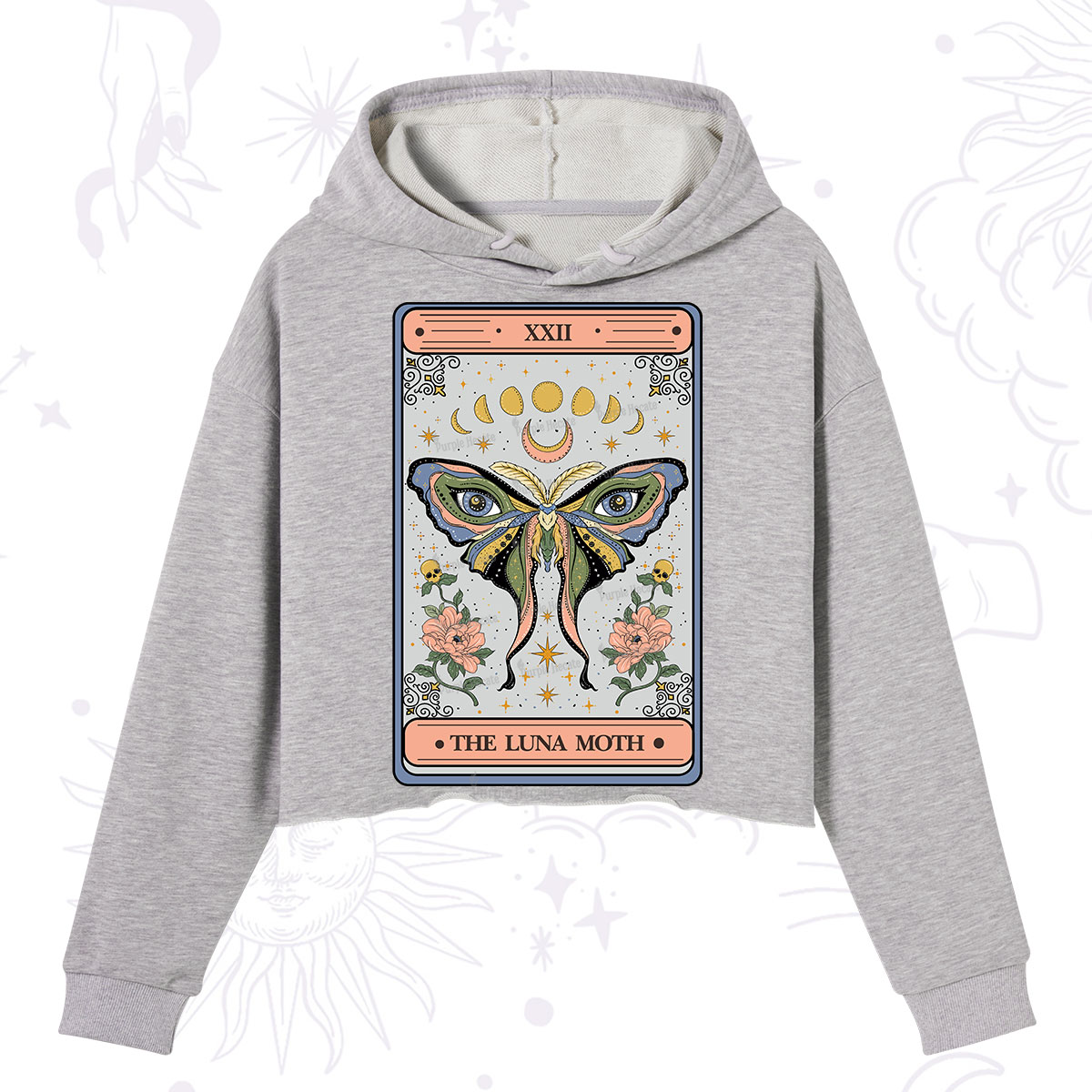 Purplehecate The Luna Moth Tarot Crop Hoodie