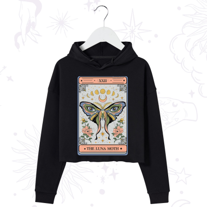 Purplehecate The Luna Moth Tarot Crop Hoodie