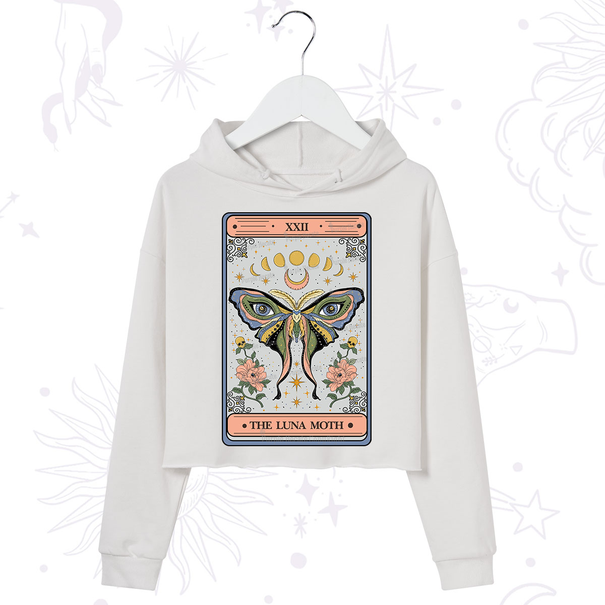 Purplehecate The Luna Moth Tarot Crop Hoodie