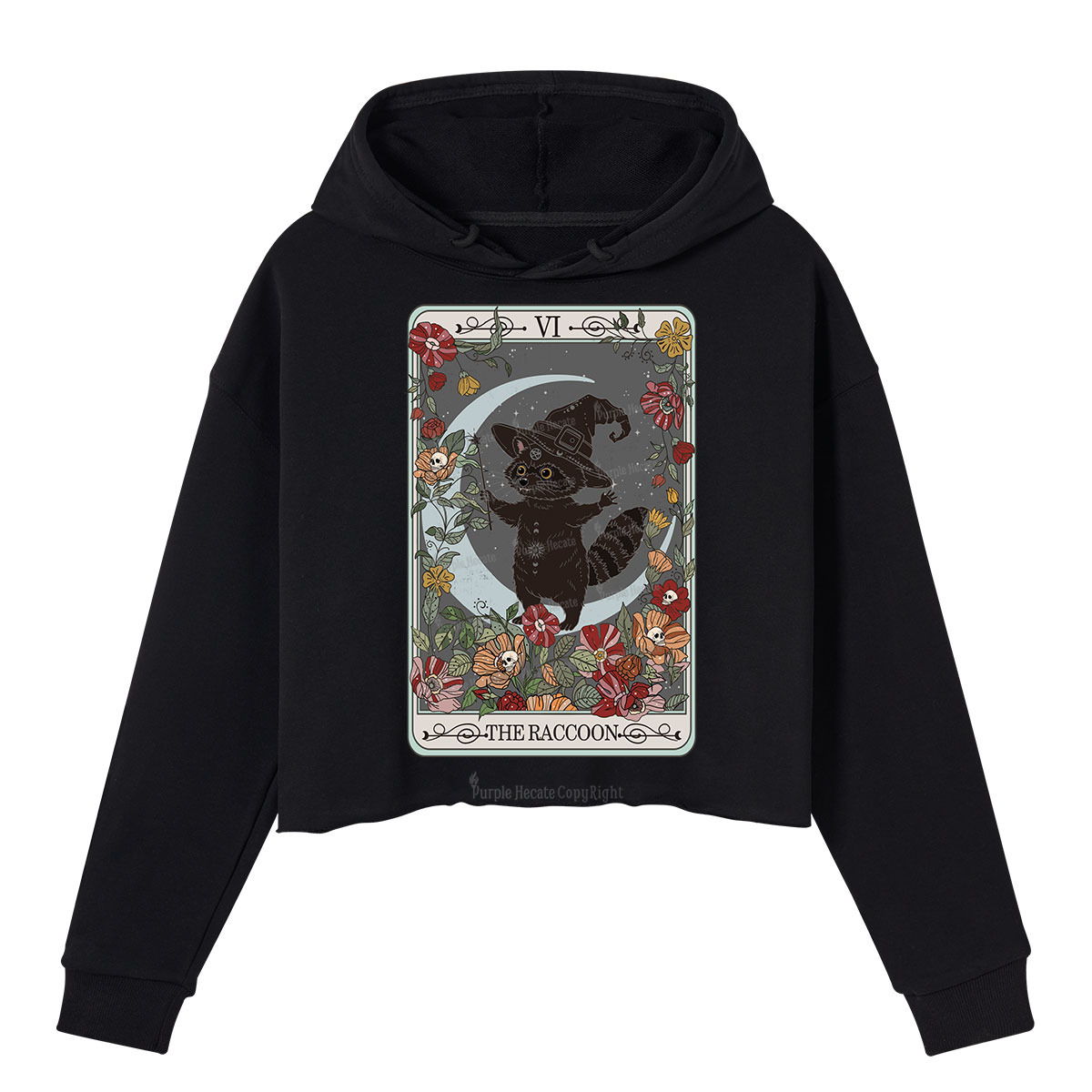 Purplehecate The Raccoon Tarot Crop Hoodie