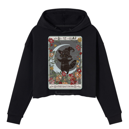 Purplehecate The Raccoon Tarot Crop Hoodie