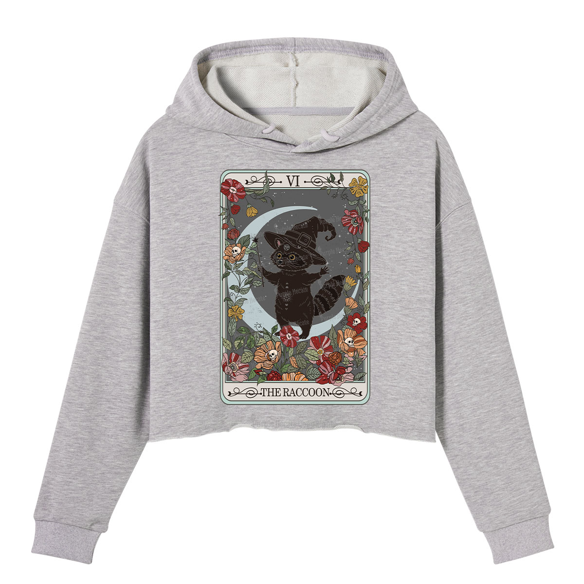 Purplehecate The Raccoon Tarot Crop Hoodie