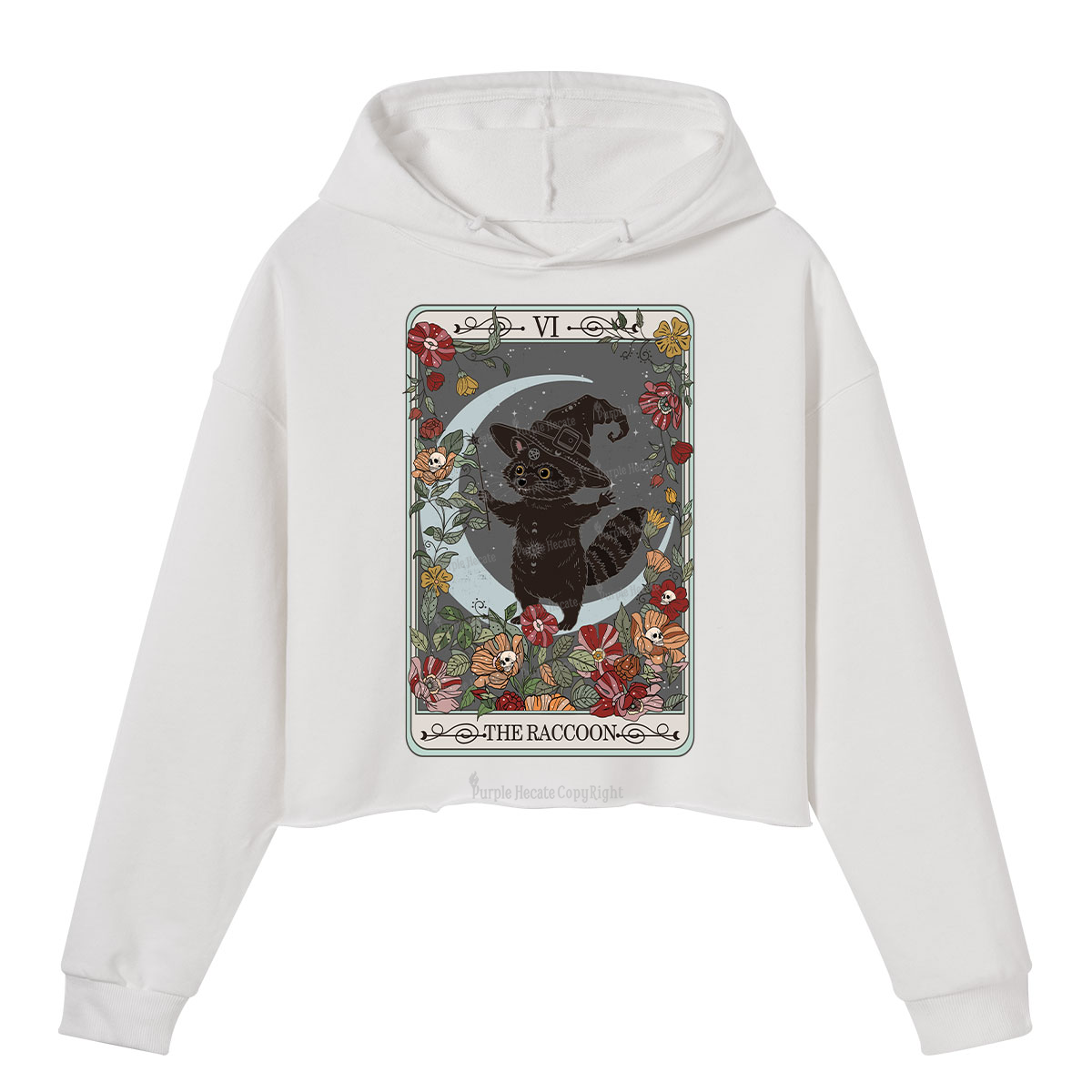 Purplehecate The Raccoon Tarot Crop Hoodie