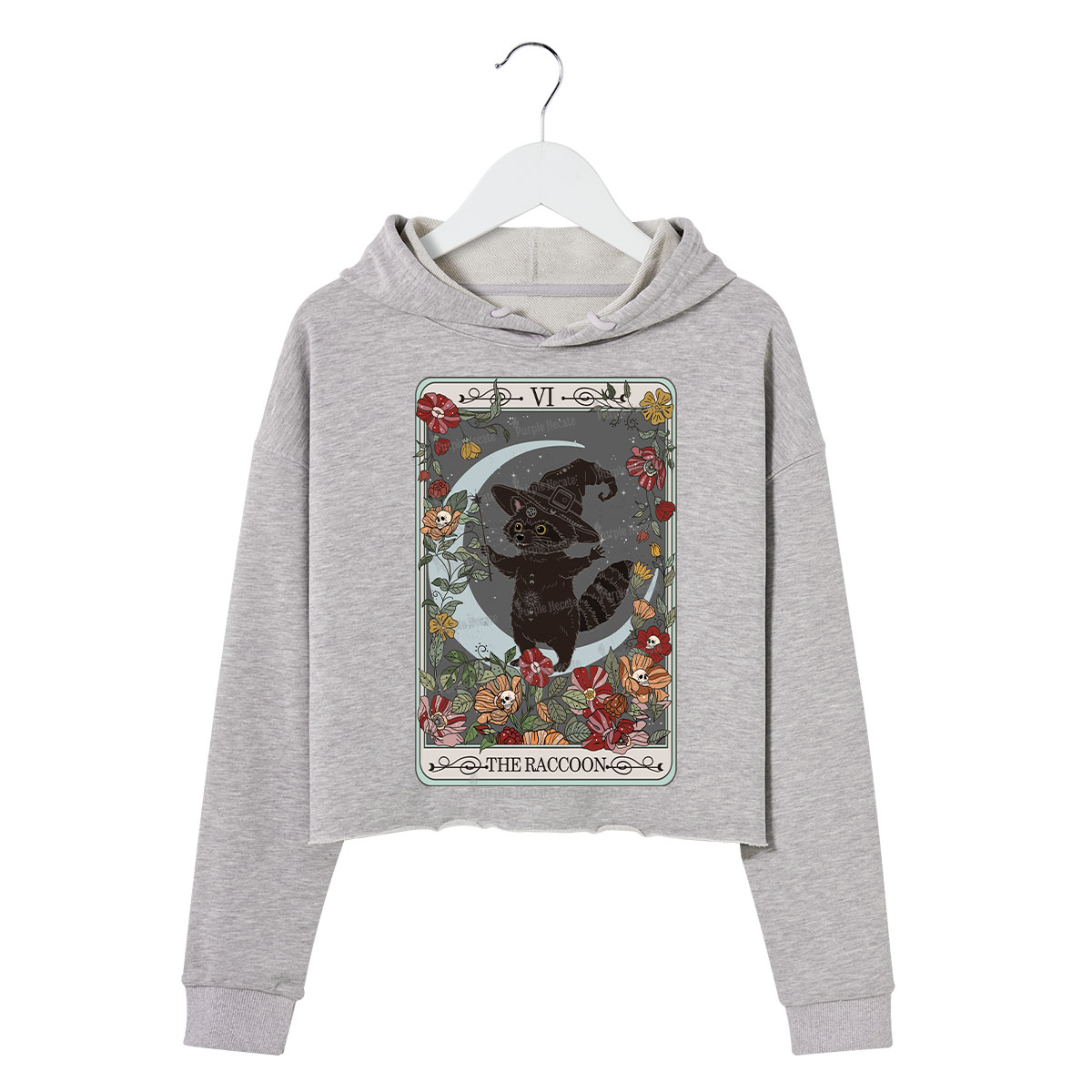Purplehecate The Raccoon Tarot Crop Hoodie