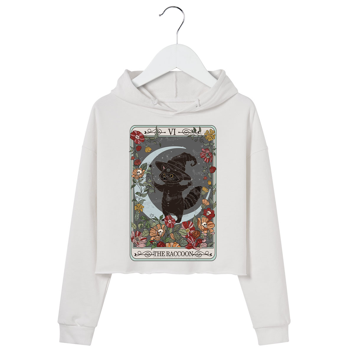 Purplehecate The Raccoon Tarot Crop Hoodie
