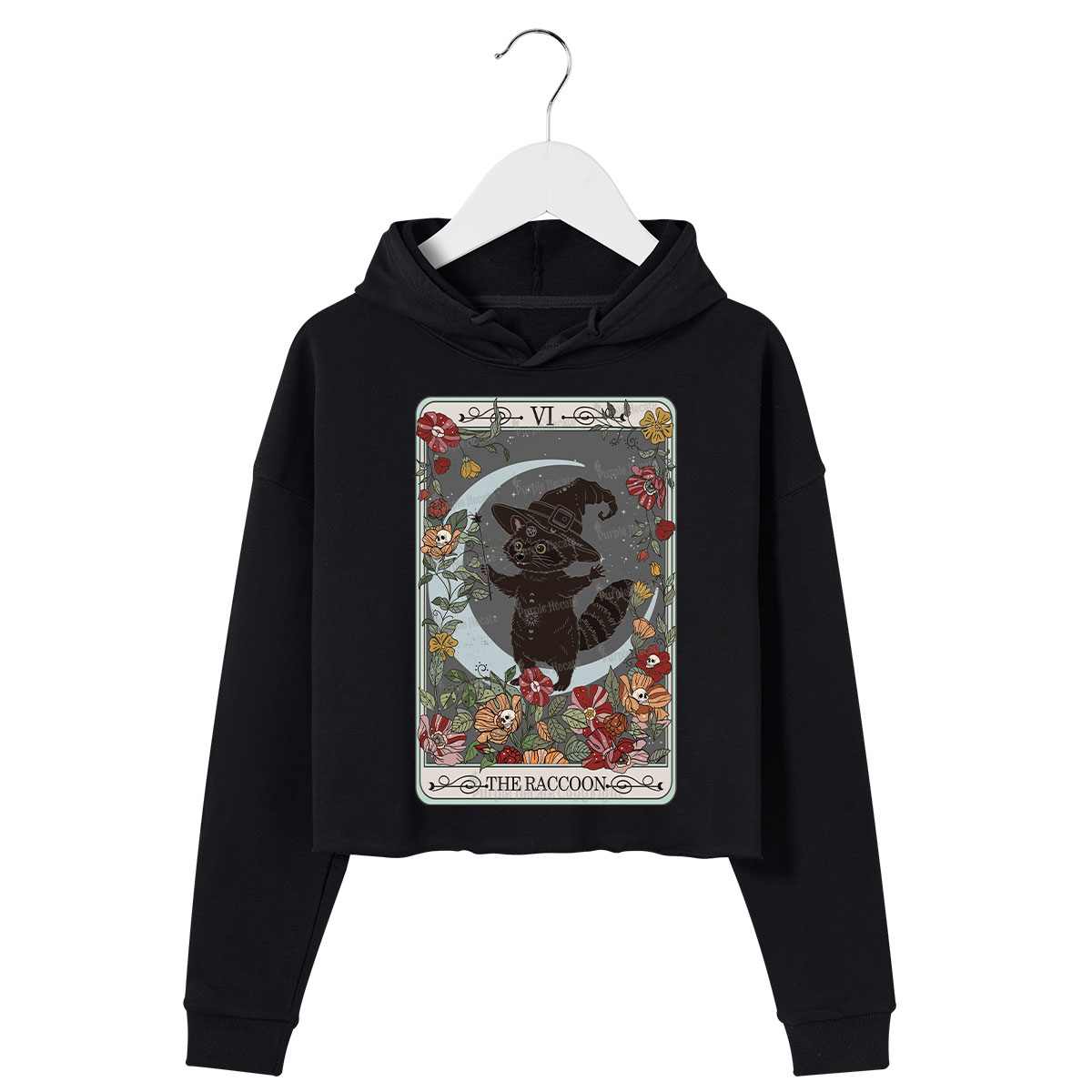 Purplehecate The Raccoon Tarot Crop Hoodie