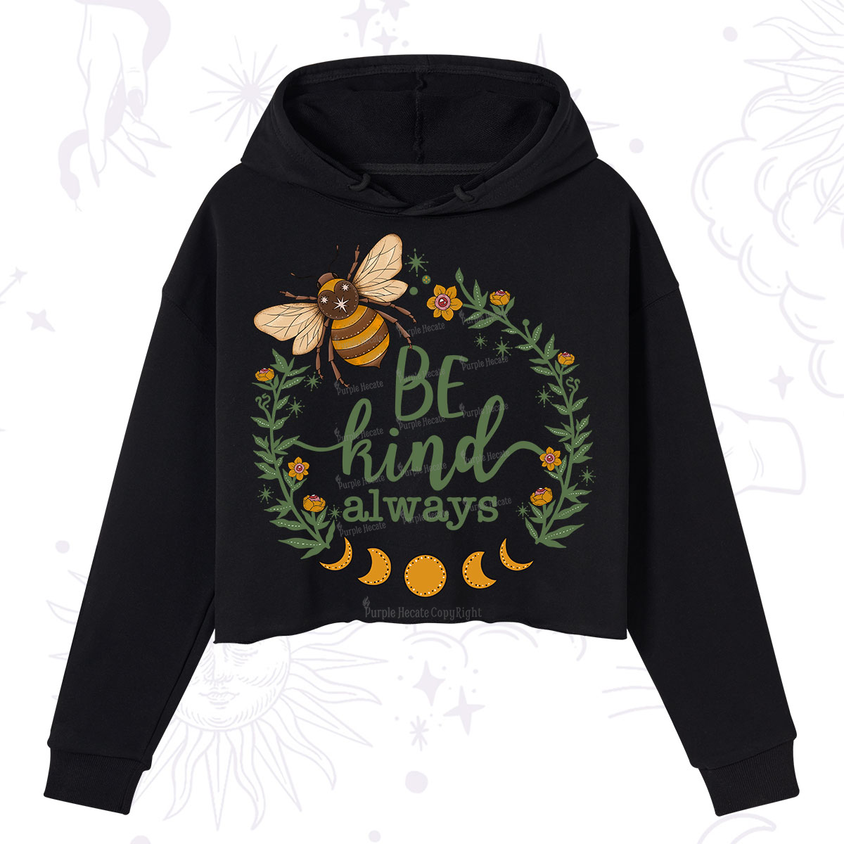 Purplehecate Be Kind Always Crop Hoodie