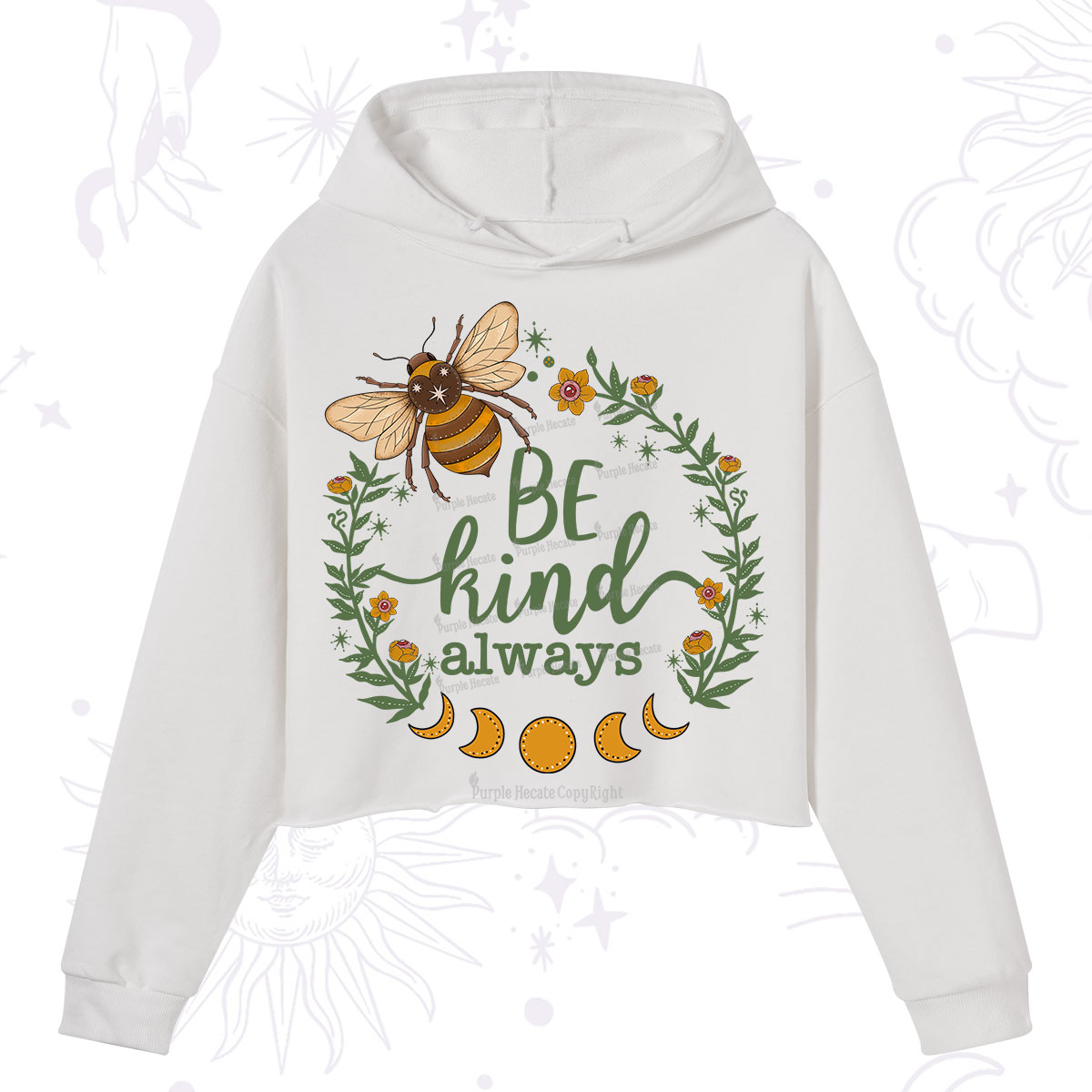 Purplehecate Be Kind Always Crop Hoodie