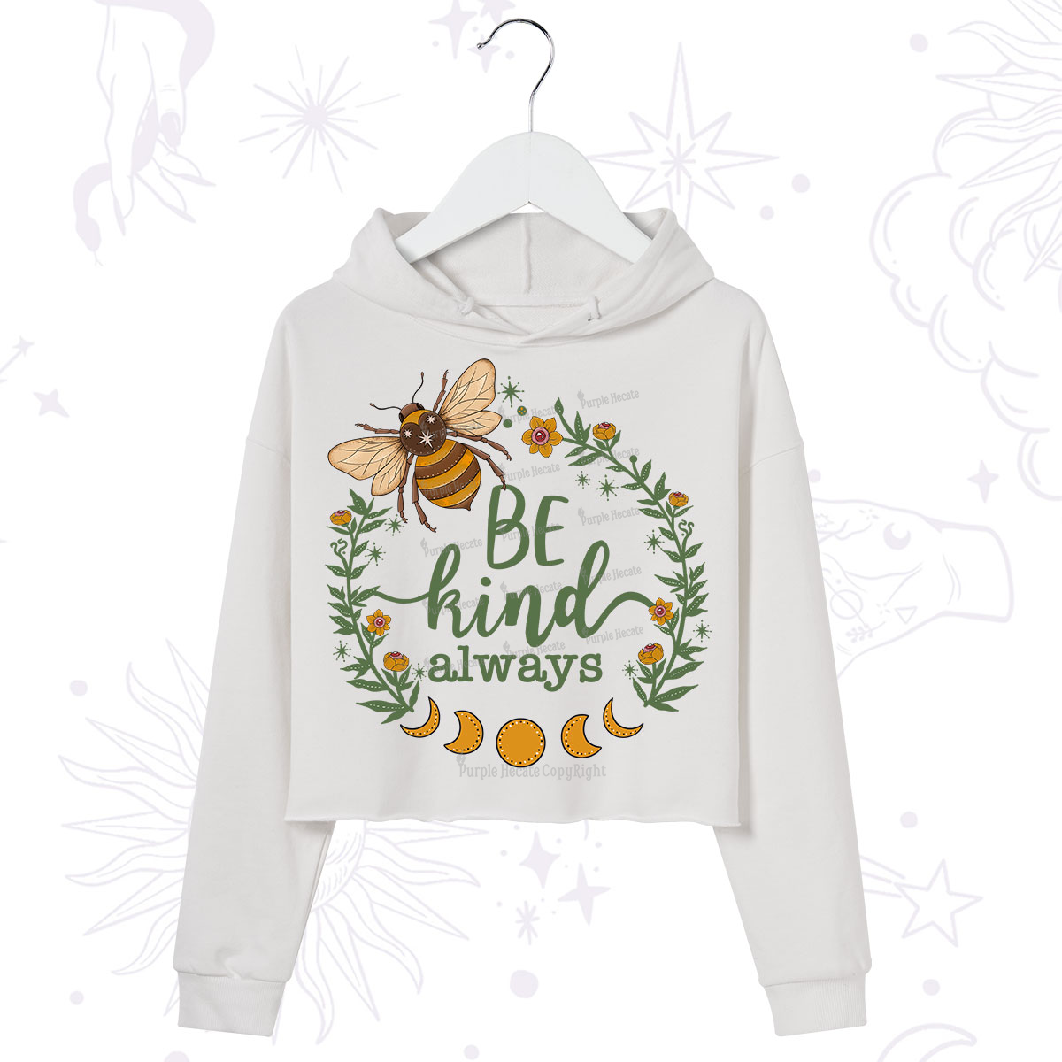 Purplehecate Be Kind Always Crop Hoodie