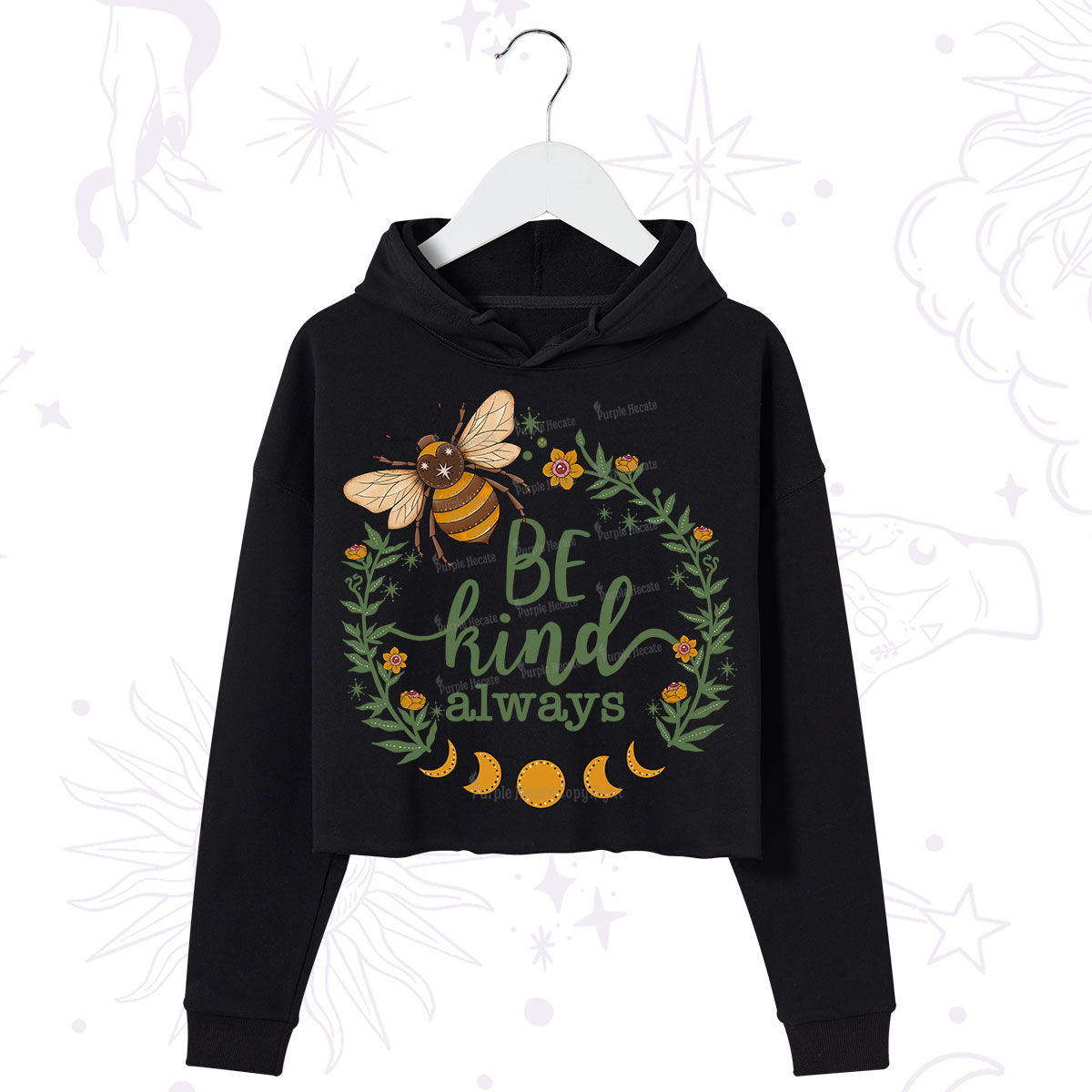 Purplehecate Be Kind Always Crop Hoodie