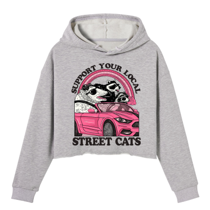 Purplehecate Support Local Street Cats Crop Hoodie
