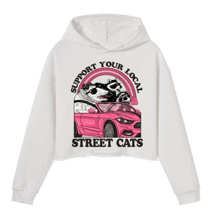 Purplehecate Support Local Street Cats Crop Hoodie
