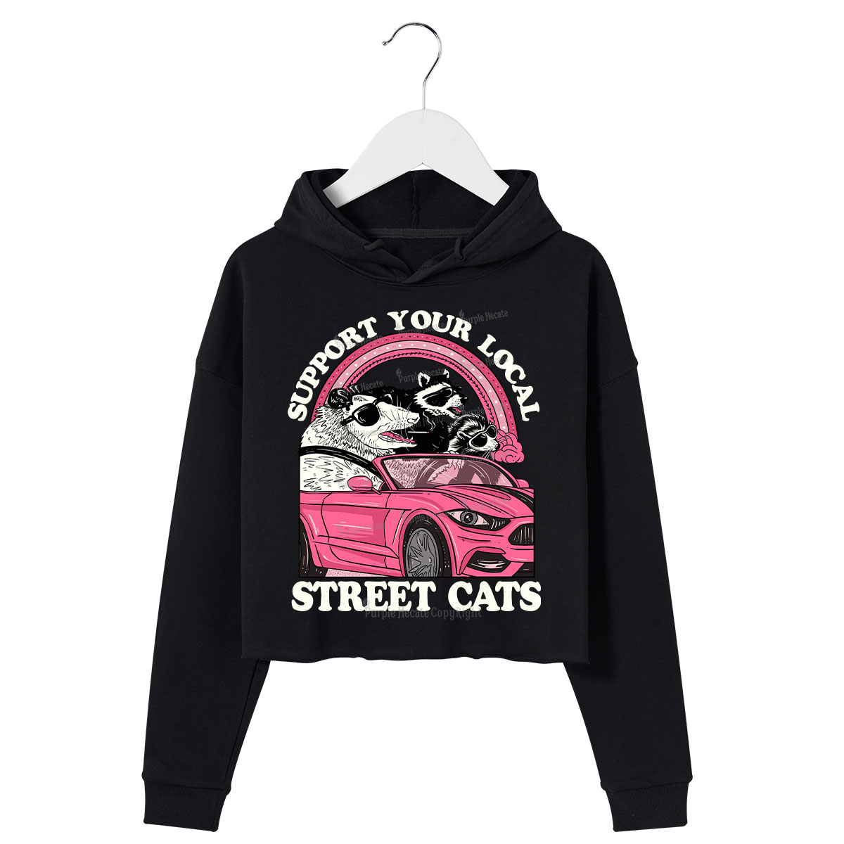 Purplehecate Support Local Street Cats Crop Hoodie