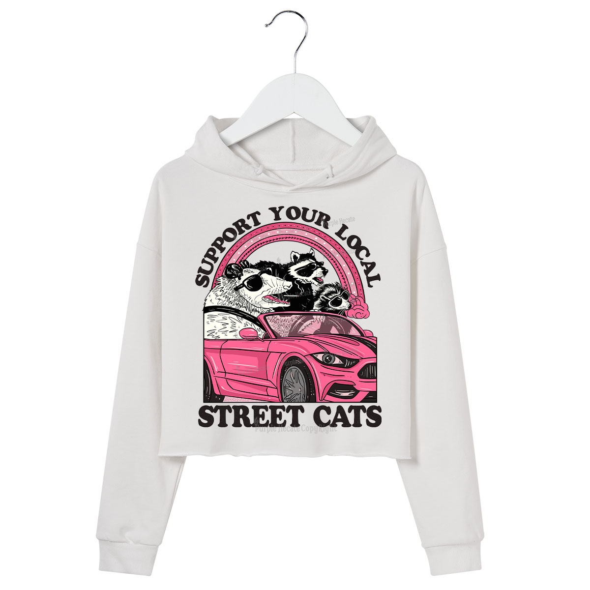 Purplehecate Support Local Street Cats Crop Hoodie