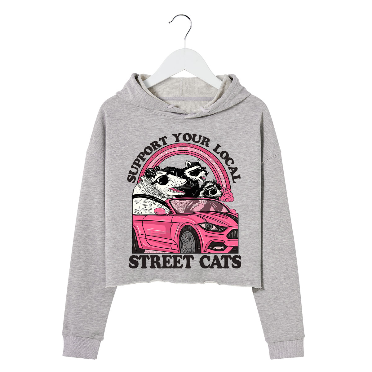 Purplehecate Support Local Street Cats Crop Hoodie