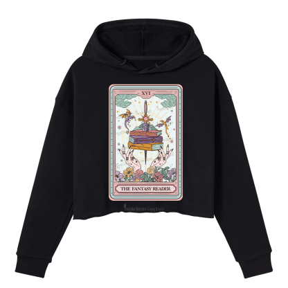Purplehecate The Fantasy Reader Tarot Crop Hoodie