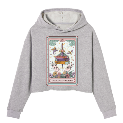 Purplehecate The Fantasy Reader Tarot Crop Hoodie
