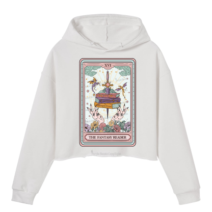 Purplehecate The Fantasy Reader Tarot Crop Hoodie