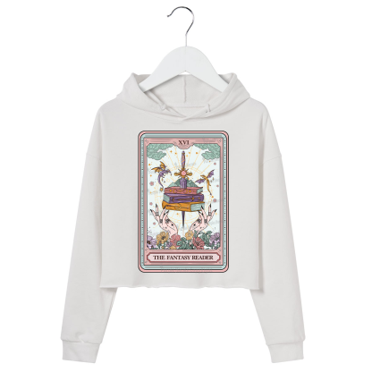 Purplehecate The Fantasy Reader Tarot Crop Hoodie