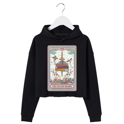 Purplehecate The Fantasy Reader Tarot Crop Hoodie