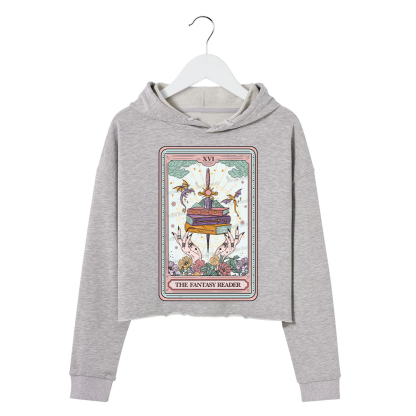 Purplehecate The Fantasy Reader Tarot Crop Hoodie