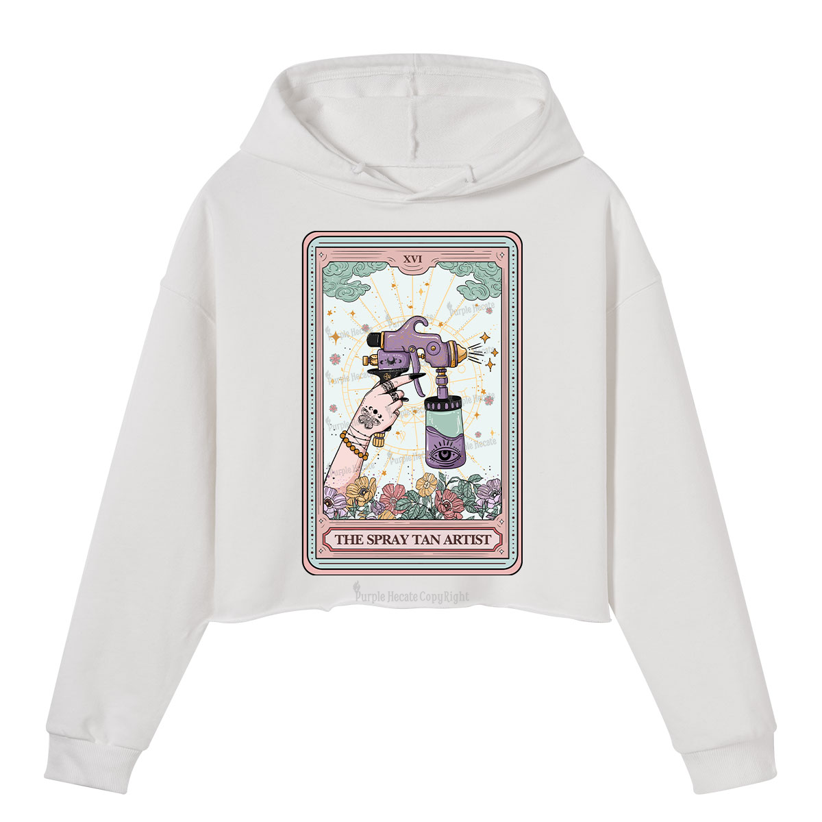 Purplehecate The Spary Tan Artist Tarot Crop Hoodie