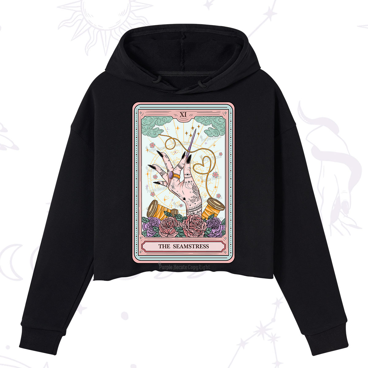 Purplehecate The Seamstress Tarot Crop Hoodie