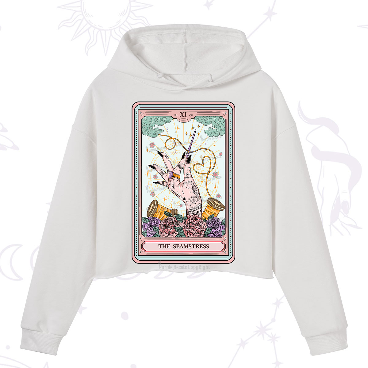Purplehecate The Seamstress Tarot Crop Hoodie