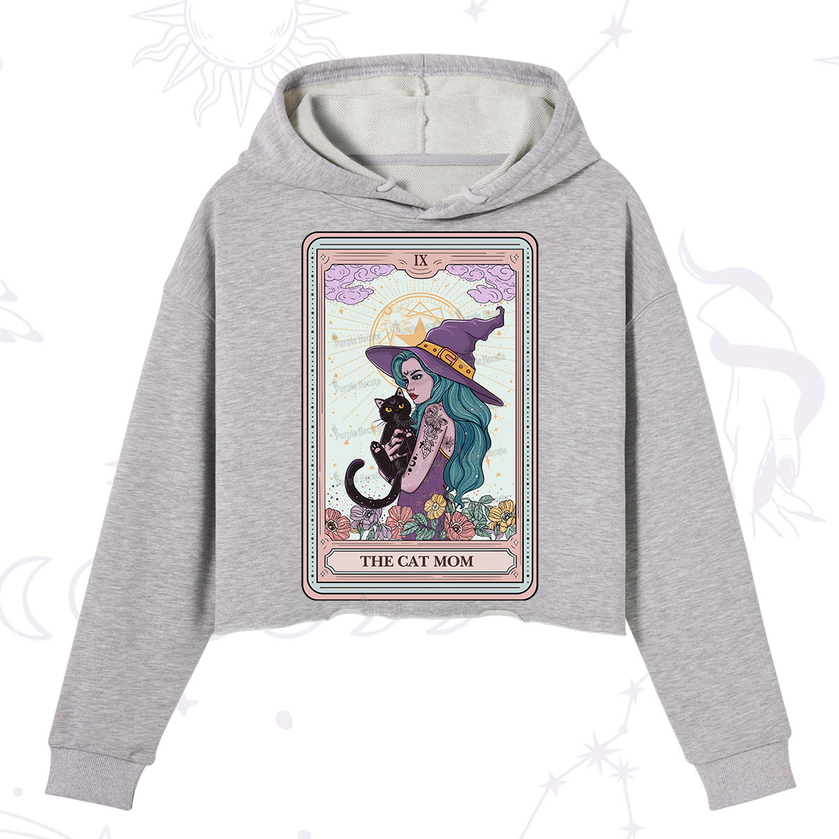 Purplehecate The Gothic Cat Mom Tarot Crop Hoodie