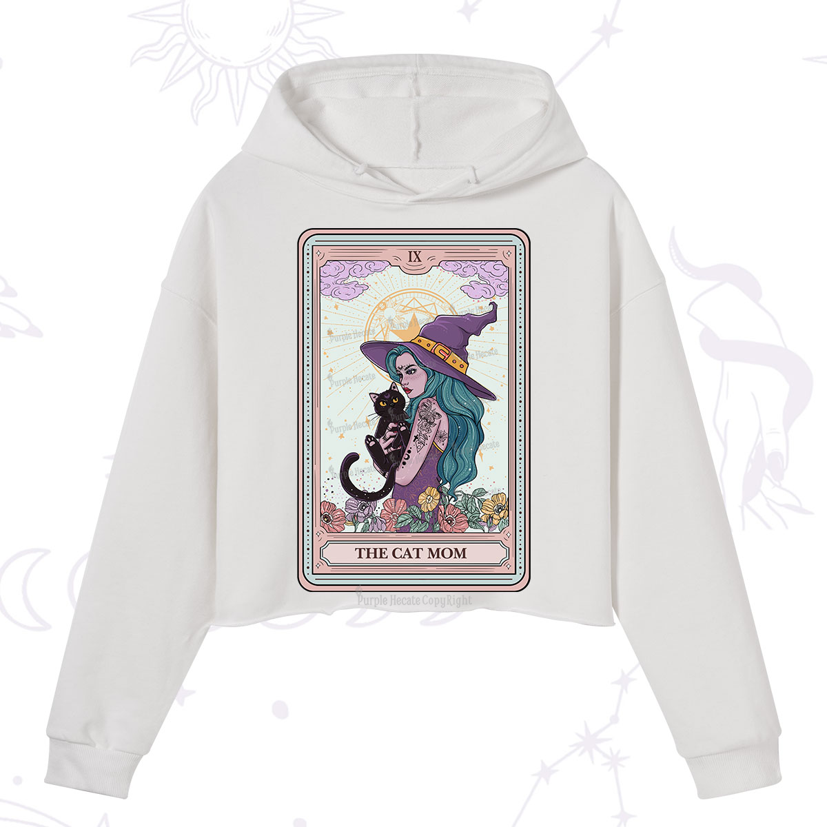 Purplehecate The Gothic Cat Mom Tarot Crop Hoodie