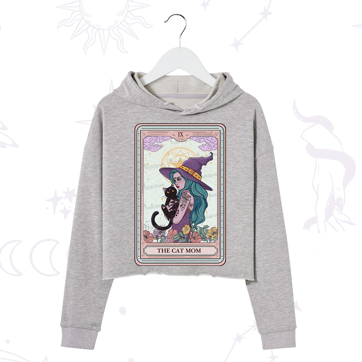 Purplehecate The Gothic Cat Mom Tarot Crop Hoodie