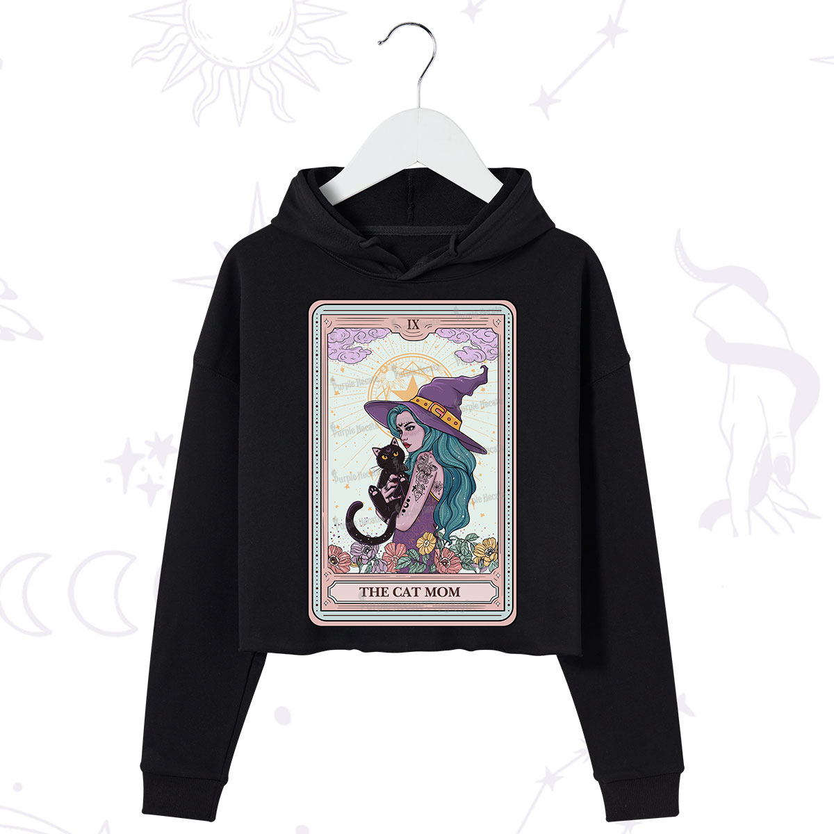 Purplehecate The Gothic Cat Mom Tarot Crop Hoodie
