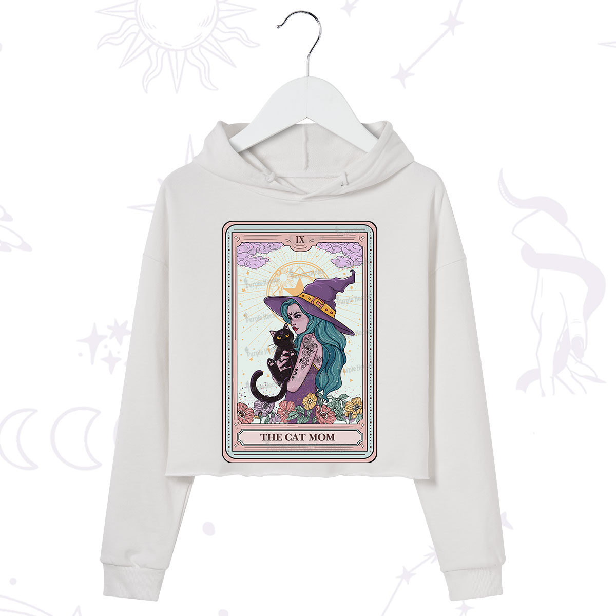 Purplehecate The Gothic Cat Mom Tarot Crop Hoodie