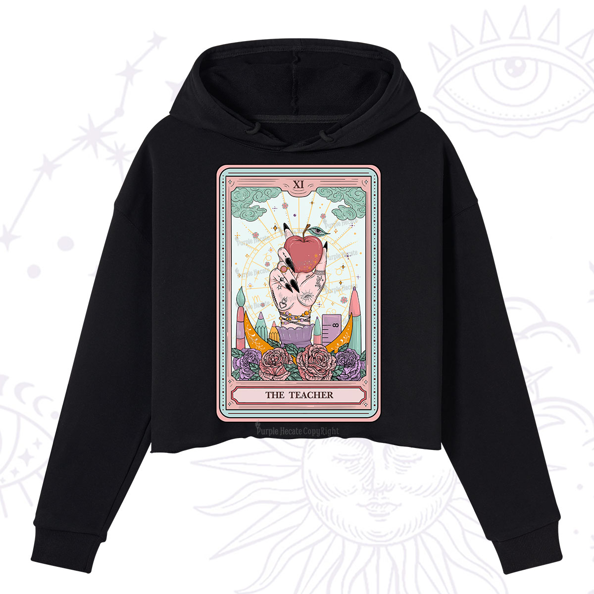 Purplehecate The Teacher Tarot Crop Hoodie